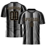 Uniform Fußballtrikot Gold Sublimation Custom Schwarz-Altschwarz Uniform Fußballtrikot Gold Sublimation Custom Schwarz-Altschwarz