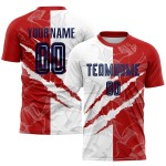 Jersey Uniform Kratzmuster USA Sublimation Fußball Marine-Rot Custom Graffiti Jersey Uniform Kratzmuster USA Sublimation Fußball Marine-Rot Custom Graffiti