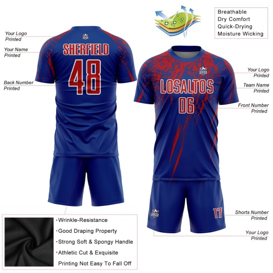 Sublimation Rot-Weiß Custom Jersey Uniform Fußball Royal Sublimation Rot-Weiß Custom Jersey Uniform Fußball Royal