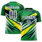 Benutzerdefinierte grün-weiße Sublimationsuniform Fußball-Gelb-Marine-Trikot Benutzerdefinierte grün-weiße Sublimationsuniform Fußball-Gelb-Marine-Trikot