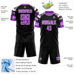Schwarzer Druck Tier Lila-Weiß Sublimation Jersey Custom Fußballuniform Schwarzer Druck Tier Lila-Weiß Sublimation Jersey Custom Fußballuniform