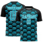 Schwarz Fußball Muster Sublimation Hexagons Lakes Blau-Weiß Jersey Uniform Custom Schwarz Fußball Muster Sublimation Hexagons Lakes Blau-Weiß Jersey Uniform Custom