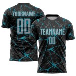 Uniform Fußball Custom Jersey Sublimation Schwarz Grau-Blaugrün Uniform Fußball Custom Jersey Sublimation Schwarz Grau-Blaugrün