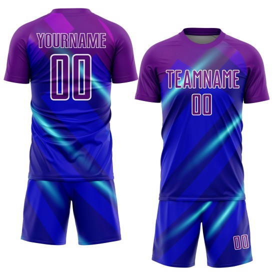 Jersey Fußball Sublimation Custom Lines Royal Lila-Weiß Uniform Jersey Fußball Sublimation Custom Lines Royal Lila-Weiß Uniform