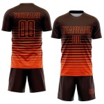 Jersey Mode Braun Benutzerdefinierte Verblassen Sublimation Uniform Fußball Orange Nadelstreifen Jersey Mode Braun Benutzerdefinierte Verblassen Sublimation Uniform Fußball Orange Nadelstreifen