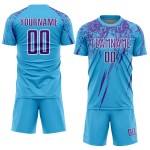 Fußball Lila-Weiß Custom Sublimation Uniform Sky Jersey Blau Fußball Lila-Weiß Custom Sublimation Uniform Sky Jersey Blau