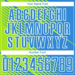 Trikot Grün-Weiß Uniform Linie Sublimation Fußball Pulver Neon Blau Custom Trikot Grün-Weiß Uniform Linie Sublimation Fußball Pulver Neon Blau Custom