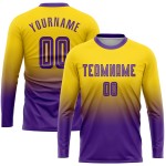 Fußball Ärmel Custom Jersey Fade Fashion Lila Gold Sublimation Lange Uniform Fußball Ärmel Custom Jersey Fade Fashion Lila Gold Sublimation Lange Uniform