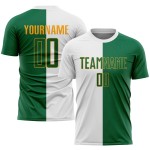 Weiß Custom Uniform Kelly Jersey Split Fashion Grün-Gold Sublimation Fußball Weiß Custom Uniform Kelly Jersey Split Fashion Grün-Gold Sublimation Fußball