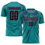 Benutzerdefiniertes marineblau-rotes Fußballtrikot mit Sublimationsdruck Benutzerdefiniertes marineblau-rotes Fußballtrikot mit Sublimationsdruck