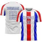 Uniform Sublimation Fußball Weiß Custom Jersey Weiß-Royal Uniform Sublimation Fußball Weiß Custom Jersey Weiß-Royal