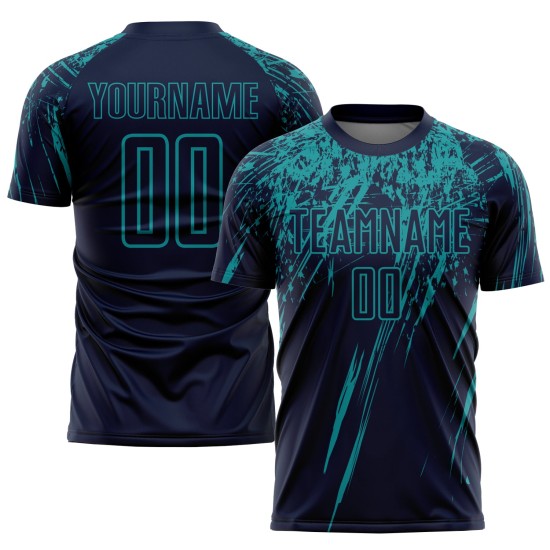Uniform Jersey Fußball Sublimation Custom Teal Navy Uniform Jersey Fußball Sublimation Custom Teal Navy