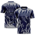 Sublimationstrikot Fußball Custom Navy Grau Uniform Sublimationstrikot Fußball Custom Navy Grau Uniform