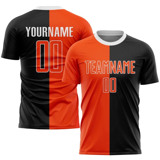 Jersey Orange-Weiß Fußball Custom Fashion Split Sublimation Schwarze Uniform Jersey Orange-Weiß Fußball Custom Fashion Split Sublimation Schwarze Uniform