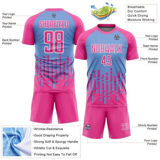 Wave Sublimation Light Uniform Rosa Fußballtrikot Blau-Weiß Custom Fluid Abstract Wave Sublimation Light Uniform Rosa Fußballtrikot Blau-Weiß Custom Fluid Abstract