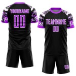 Schwarzer Druck Tier Lila-Weiß Sublimation Jersey Custom Fußballuniform Schwarzer Druck Tier Lila-Weiß Sublimation Jersey Custom Fußballuniform