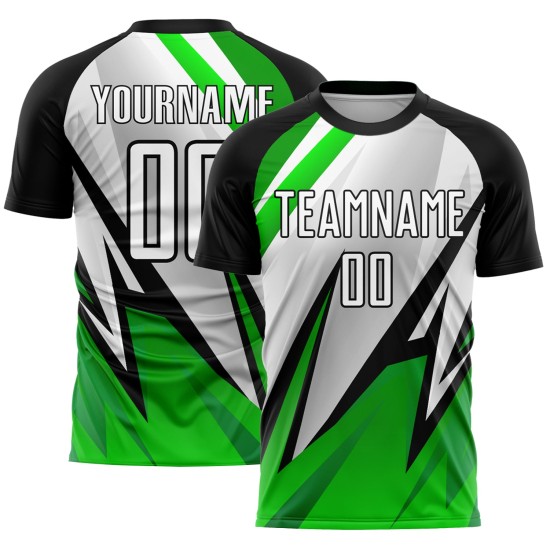 Sublimation Uniform Fußball Weiß-Aurora Schwarz Grün Custom Jersey Sublimation Uniform Fußball Weiß-Aurora Schwarz Grün Custom Jersey