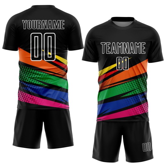Jersey Grün Fußball Orange-Kelly Sublimation Uniform Schwarz Custom Jersey Grün Fußball Orange-Kelly Sublimation Uniform Schwarz Custom