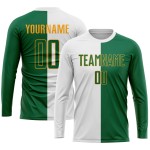 Weiß Custom Uniform Kelly Jersey Split Fashion Grün-Gold Sublimation Fußball Weiß Custom Uniform Kelly Jersey Split Fashion Grün-Gold Sublimation Fußball