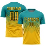 Sublimation Uniform Gold-Schwarz Teal Jersey Custom Fußball Sublimation Uniform Gold-Schwarz Teal Jersey Custom Fußball
