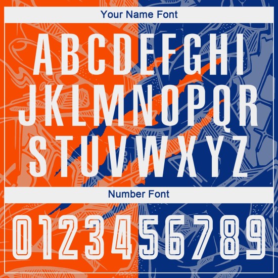 Sublimation Fußball Muster Graffiti Scratch Royal-Orange Custom Uniform Jersey Sublimation Fußball Muster Graffiti Scratch Royal-Orange Custom Uniform Jersey