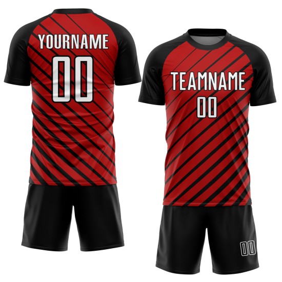Sublimationstrikot Custom Soccer Weiß-Schwarz Uniform Rot Sublimationstrikot Custom Soccer Weiß-Schwarz Uniform Rot