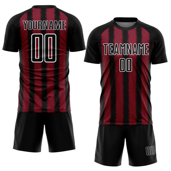 Jersey Schwarz Linie Purpur-Weiß Uniform Fußball Sublimation Custom Jersey Schwarz Linie Purpur-Weiß Uniform Fußball Sublimation Custom