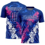 Benutzerdefinierte tropfende Sublimation Kunst rosa-weiß Jersey Fußball Royal Uniform Splatter Benutzerdefinierte tropfende Sublimation Kunst rosa-weiß Jersey Fußball Royal Uniform Splatter