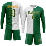 Weiß Custom Uniform Kelly Jersey Split Fashion Grün-Gold Sublimation Fußball Weiß Custom Uniform Kelly Jersey Split Fashion Grün-Gold Sublimation Fußball