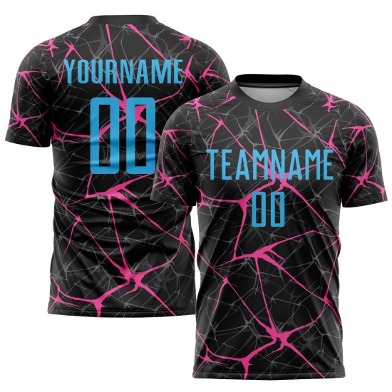 Schwarz Blau-Rosa Custom Jersey Fußball Sublimation Sky Uniform Schwarz Blau-Rosa Custom Jersey Fußball Sublimation Sky Uniform