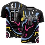 Uniform Jersey Sublimation Flüssigkeit Schwarz Benutzerdefinierte Weiß Formen Fußball Uniform Jersey Sublimation Flüssigkeit Schwarz Benutzerdefinierte Weiß Formen Fußball