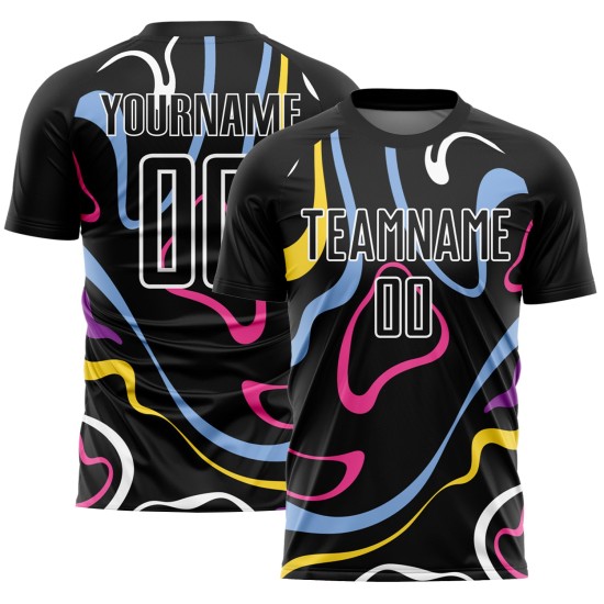 Uniform Jersey Sublimation Flüssigkeit Schwarz Benutzerdefinierte Weiß Formen Fußball Uniform Jersey Sublimation Flüssigkeit Schwarz Benutzerdefinierte Weiß Formen Fußball
