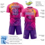 Rosa Fußball Formen Geometrische Lila-Weiß Uniform Custom Jersey Sublimation Rosa Fußball Formen Geometrische Lila-Weiß Uniform Custom Jersey Sublimation