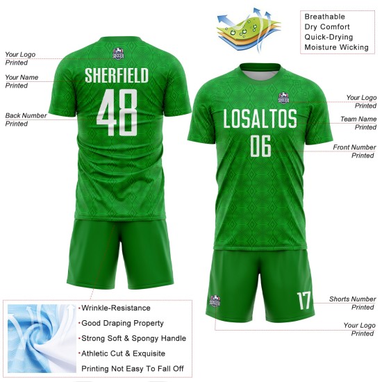 Grün Weiß Jersey Uniform Formen Gras Fußball Benutzerdefinierte Geometrische Sublimation Grün Weiß Jersey Uniform Formen Gras Fußball Benutzerdefinierte Geometrische Sublimation