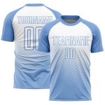 Linien Uniform Sublimation Jersey Weiß Blau Licht Fußball Custom Linien Uniform Sublimation Jersey Weiß Blau Licht Fußball Custom