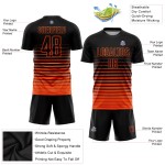 Fußball Custom Uniform Nadelstreifen Sublimation Jersey Schwarz Orange Mode Verblassen Fußball Custom Uniform Nadelstreifen Sublimation Jersey Schwarz Orange Mode Verblassen