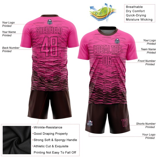 Benutzerdefinierte Uniform Braun Rosa Sublimation Jersey Fußball Benutzerdefinierte Uniform Braun Rosa Sublimation Jersey Fußball