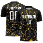 Fußballtrikot Uniform Lightning Custom Sublimation Schwarz Weiß-Gelb Fußballtrikot Uniform Lightning Custom Sublimation Schwarz Weiß-Gelb