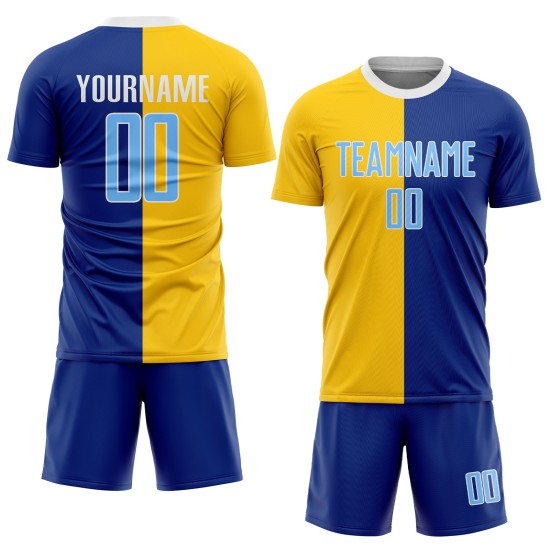 Uniform Split Blau-Gold Jersey Licht Royal Sublimation Mode Custom Fußball Uniform Split Blau-Gold Jersey Licht Royal Sublimation Mode Custom Fußball