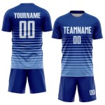 Custom Jersey Blau Sublimation Uniform Royal Fade Nadelstreifen Weiß-Licht Mode Fußball Custom Jersey Blau Sublimation Uniform Royal Fade Nadelstreifen Weiß-Licht Mode Fußball