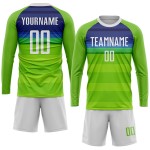 Fußball Grün Custom Weiß-Royal Jersey Neon Sublimation Uniform Fußball Grün Custom Weiß-Royal Jersey Neon Sublimation Uniform