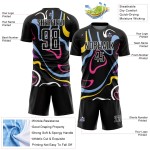 Uniform Jersey Sublimation Flüssigkeit Schwarz Benutzerdefinierte Weiß Formen Fußball Uniform Jersey Sublimation Flüssigkeit Schwarz Benutzerdefinierte Weiß Formen Fußball