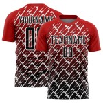 Sublimation Rot Custom Uniform Lightning Jersey Fußball Schwarz-Weiß Sublimation Rot Custom Uniform Lightning Jersey Fußball Schwarz-Weiß
