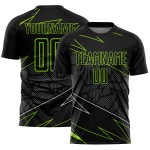 Linien Sublimation Fußball Grün Custom Jersey Uniform Neon Schwarz Linien Sublimation Fußball Grün Custom Jersey Uniform Neon Schwarz