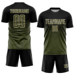 Uniform Trikot Fußball Sublimation Schwarz Custom Olive-Creme Uniform Trikot Fußball Sublimation Schwarz Custom Olive-Creme