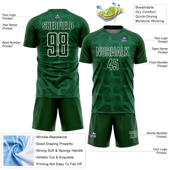 Benutzerdefinierte Weiße Linien Grün Jersey Sublimation Uniform Fußball Benutzerdefinierte Weiße Linien Grün Jersey Sublimation Uniform Fußball