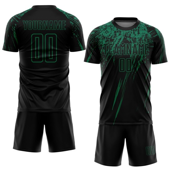 Sublimation Schwarz Trikot Grün Uniform Fußball Kelly Custom Sublimation Schwarz Trikot Grün Uniform Fußball Kelly Custom