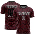Crimson Geometric Sublimation Shapes Schwarz-Weiß Custom Uniform Abstraktes Fußballtrikot Crimson Geometric Sublimation Shapes Schwarz-Weiß Custom Uniform Abstraktes Fußballtrikot