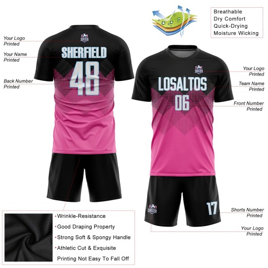 Jersey Schwarz-Licht Quadrat Uniform Form Blau Custom Gradient Sublimation Fußball Rosa Jersey Schwarz-Licht Quadrat Uniform Form Blau Custom Gradient Sublimation Fußball Rosa