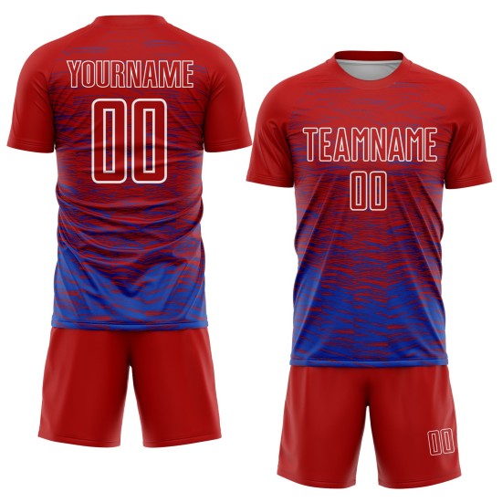 Thunder Soccer Jersey Custom Line Sublimation Rot Blau-Weiß Uniform Thunder Soccer Jersey Custom Line Sublimation Rot Blau-Weiß Uniform